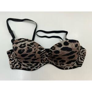 Unknown Brand Womens Bra Size 34C Brown Animal Print Padded Adjustable